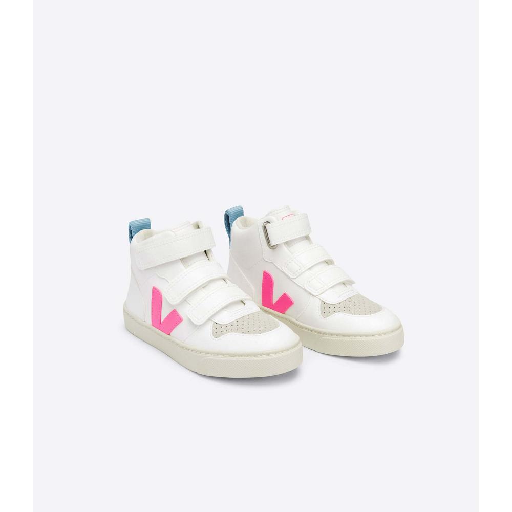 Pantofi Copii Veja V-10 MID CWL White/Blue/Pink | RO 799ZUT